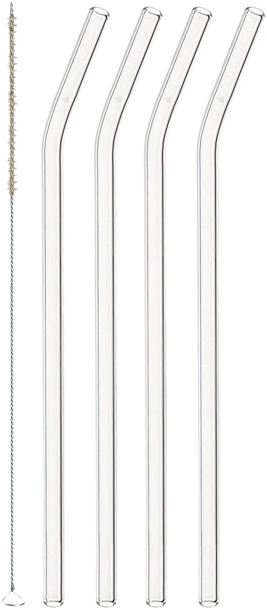 Leonardo Glastrinkhalme CIAO 4er-Set 23 Cm + Reinigungsbürste 3 Leonardo Glastrinkhalme CIAO 4er-Set 23 Cm + Reinigungsbürste