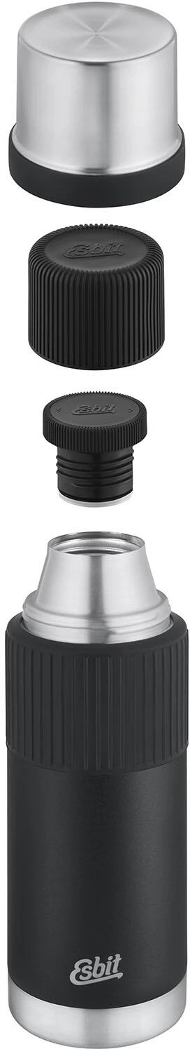 Esbit SCULPTOR Edelstahl Isolierflasche, Mit Manschette,1L, Schwarz 6 Esbit SCULPTOR Edelstahl Isolierflasche, Mit Manschette,1L, Schwarz – Bild 4