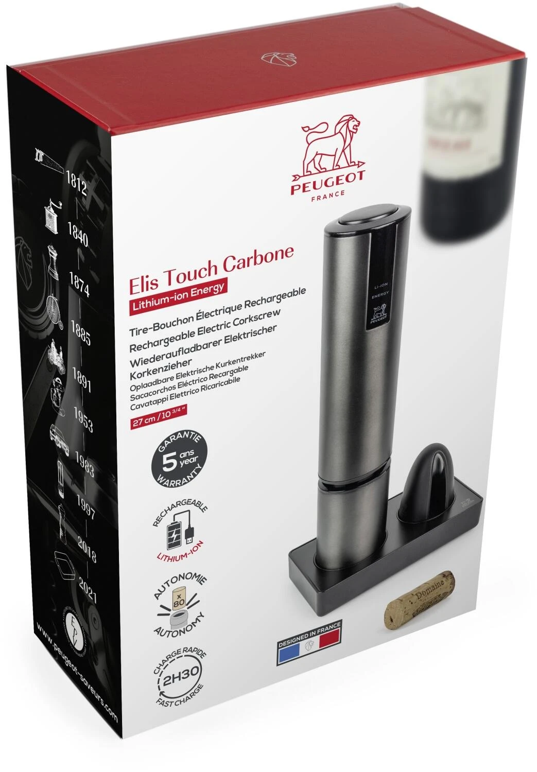 PEUGEOT Elektrischer Korkenzieher Elis Touch Mit Akku, Carbon 11 PEUGEOT Elektrischer Korkenzieher Elis Touch Mit Akku, Carbon – Bild 9